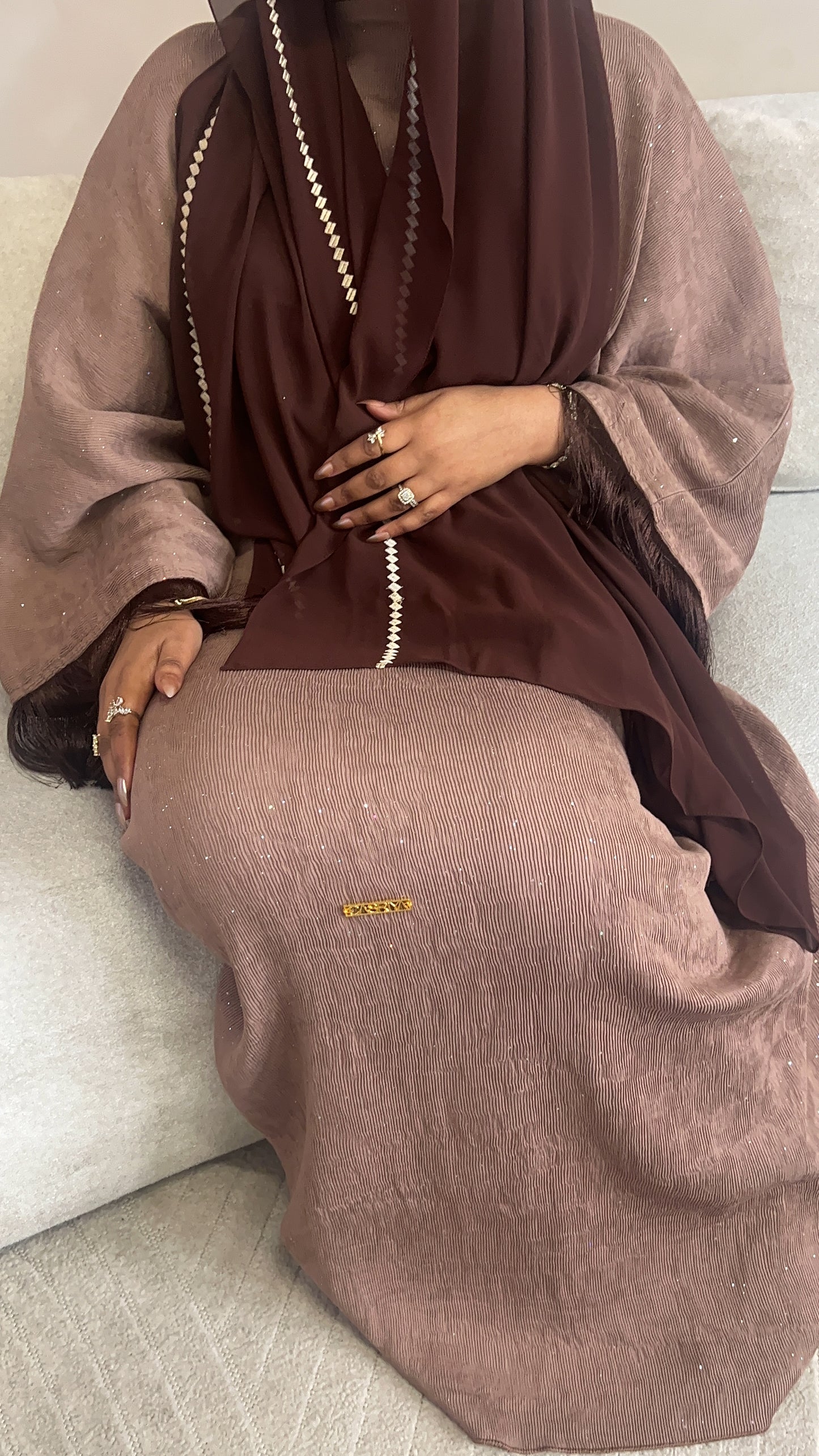 Brown Glitter Kaftan Dress