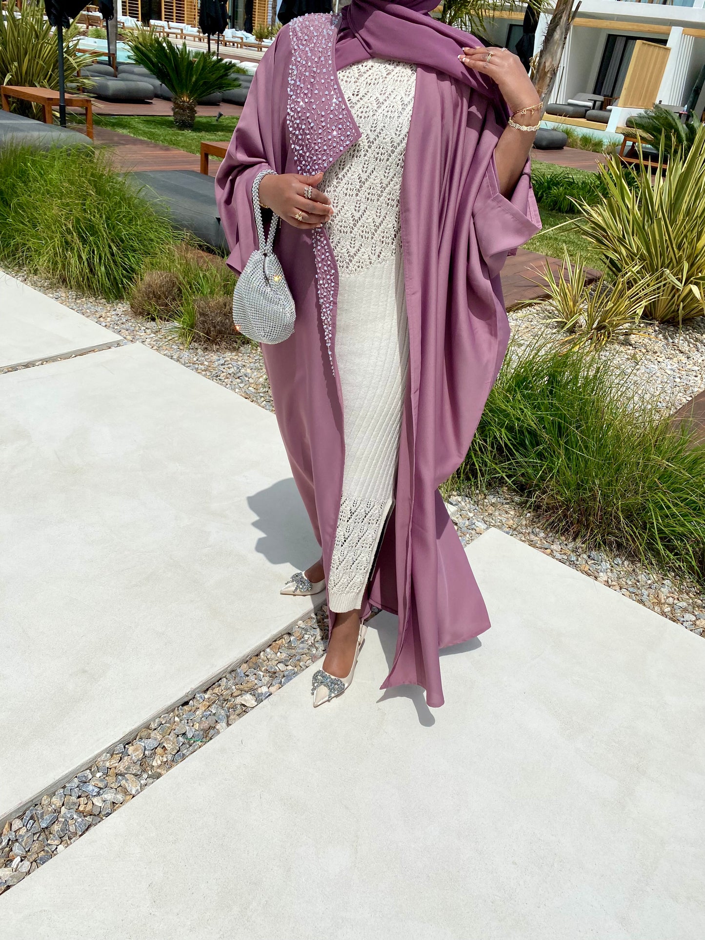 Lilac Embellished Abaya